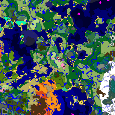 Predicted biome map of Java 1.20 seed -2661061962100663059 around estimated spawn