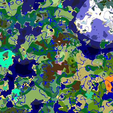 Map of Minecraft seed -1739240618861844296 around spawn