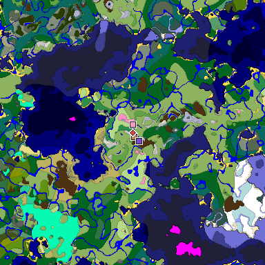 Predicted biome map of Java 1.20 seed 8306465051630497636 around estimated spawn