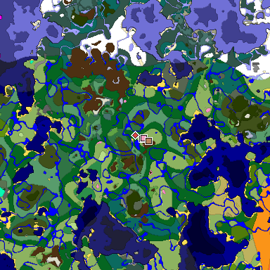 Predicted biome map of Java 1.20 seed 1022380102935606331 around estimated spawn