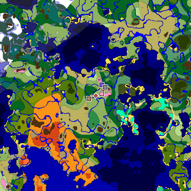 Predicted biome map of Java 1.20 seed 707445676318471415 around estimated spawn