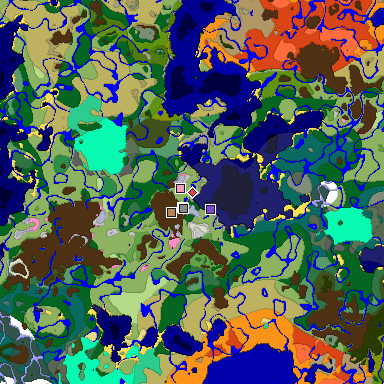 Predicted biome map of Java 1.20 seed 3546942108889078077 around estimated spawn