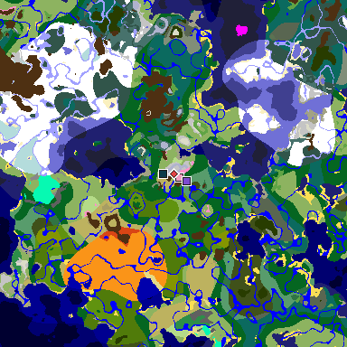 Map of Minecraft seed -1920058887662957658 around spawn