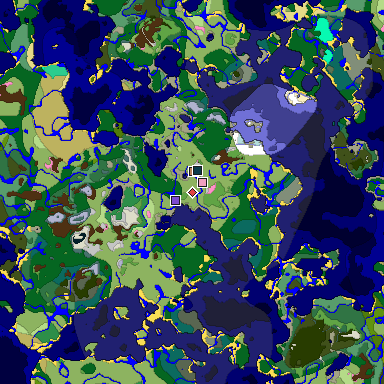 Predicted biome map of Java 1.20 seed 739742108664826489 around estimated spawn