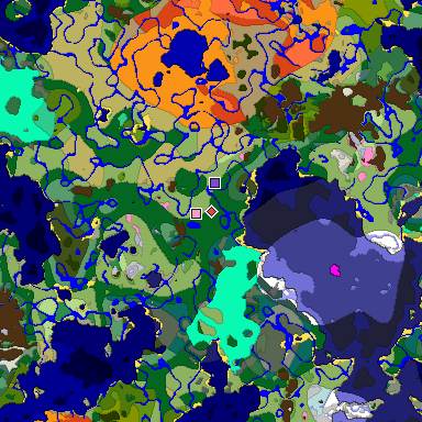 Predicted biome map of Java 1.20 seed 731445264928284075 around estimated spawn