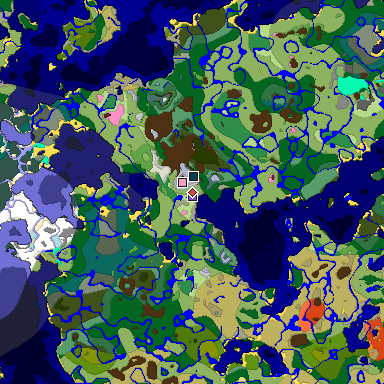 Predicted biome map of Java 1.20 seed -448584875069230412 around estimated spawn