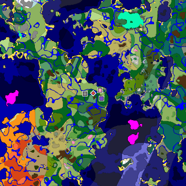 Predicted biome map of Java 1.20 seed 3736270583818653151 around estimated spawn