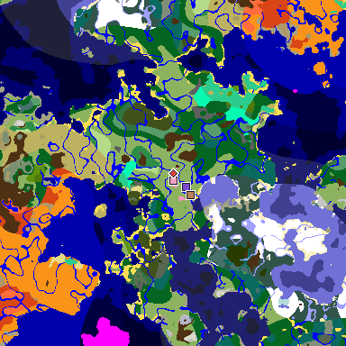 Map of Minecraft seed 4492873051442113157 around spawn