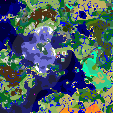 Map of Minecraft seed 9115144837391558824 around spawn