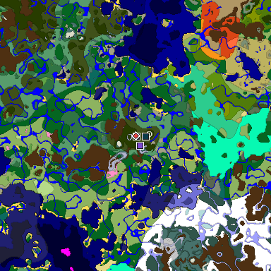 Predicted biome map of Java 1.20 seed 1826665533872226210 around estimated spawn
