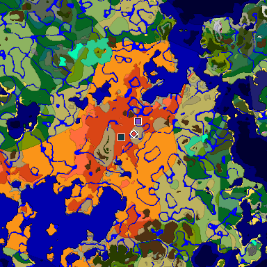Predicted biome map of Java 1.20 seed -4189788228598879198 around estimated spawn