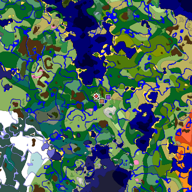Predicted biome map of Java 1.20 seed -5069810770298366747 around estimated spawn