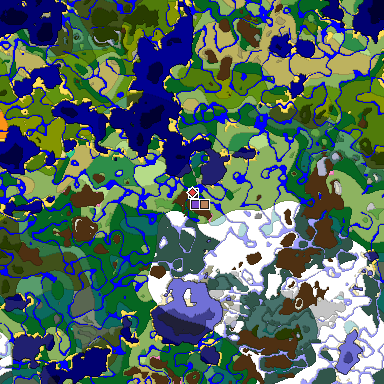 Predicted biome map of Java 1.20 seed -2275969048247377225 around estimated spawn