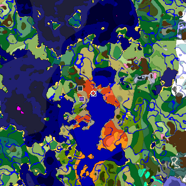Predicted biome map of Java 1.20 seed 6446499906561251515 around estimated spawn