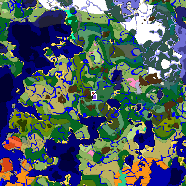 Predicted biome map of Java 1.20 seed 6025262599358299141 around estimated spawn