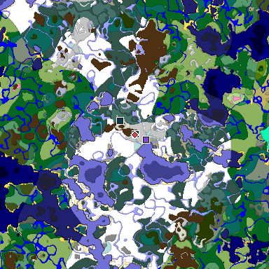 Predicted biome map of Java 1.20 seed -958503813845390445 around estimated spawn