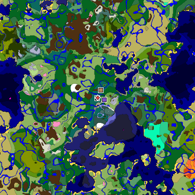 Predicted biome map of Java 1.20 seed -8637614967872271230 around estimated spawn