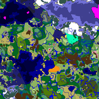 Predicted biome map of Java 1.20 seed 3591382502402383829 around estimated spawn