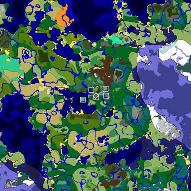 Predicted biome map of Java 1.20 seed -4990996553127335547 around estimated spawn