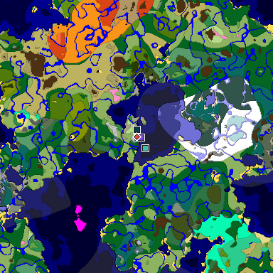 Predicted biome map of Java 1.20 seed -5994647795917392403 around estimated spawn