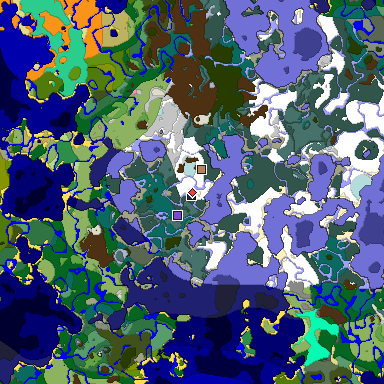 Predicted biome map of Java 1.20 seed -9034505113114914298 around estimated spawn