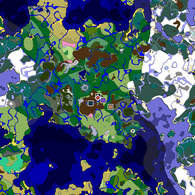 Predicted biome map of Java 1.20 seed -4925643850594683693 around estimated spawn