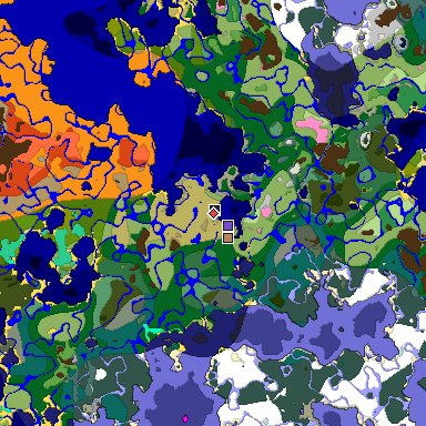 Predicted biome map of Java 1.20 seed 3006070175690839589 around estimated spawn