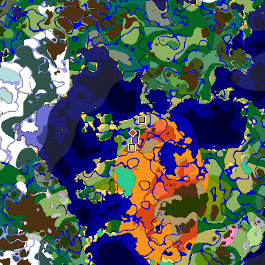 Predicted biome map of Java 1.20 seed 3222583267932173585 around estimated spawn
