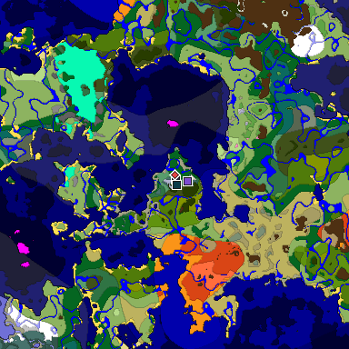 Predicted biome map of Java 1.20 seed 5060340622801554 around estimated spawn
