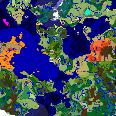 Predicted biome map of Java 1.20 seed -2144392317883723660 around estimated spawn