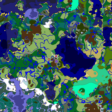 Predicted biome map of Java 1.20 seed -1686186808453615510 around estimated spawn