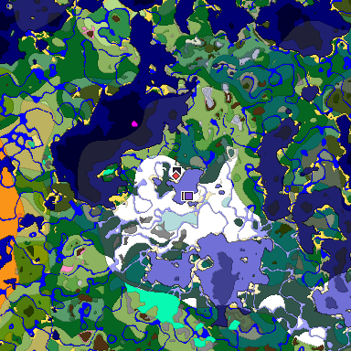 Predicted biome map of Java 1.20 seed -8315272436167868142 around estimated spawn