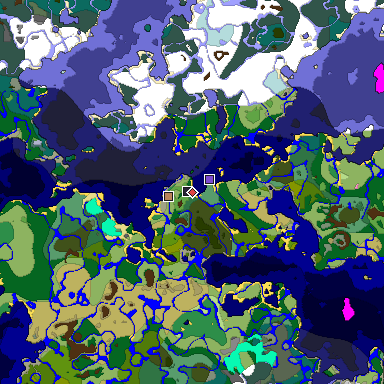 Predicted biome map of Java 1.20 seed -2403700642160839781 around estimated spawn