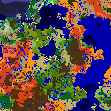 Predicted biome map of Java 1.20 seed -9118041945288907107 around estimated spawn