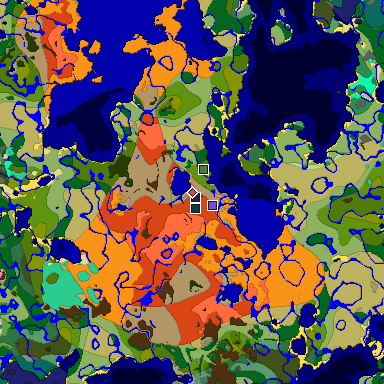 Predicted biome map of Java 1.20 seed 2733579835329365565 around estimated spawn
