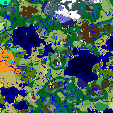 Predicted biome map of Java 1.20 seed 271087745692533567 around estimated spawn