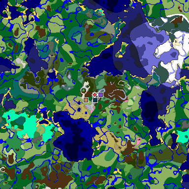 Predicted biome map of Java 1.20 seed -390842767728403726 around estimated spawn