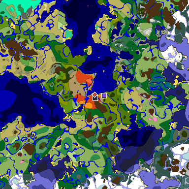 Predicted biome map of Java 1.20 seed -1350850281659863164 around estimated spawn
