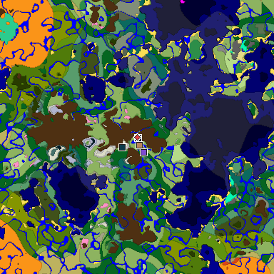 Predicted biome map of Java 1.20 seed 3767215620921147507 around estimated spawn