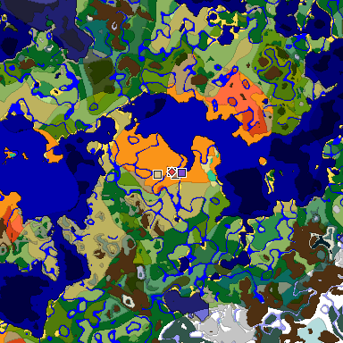 Predicted biome map of Java 1.20 seed 6121286600932909024 around estimated spawn