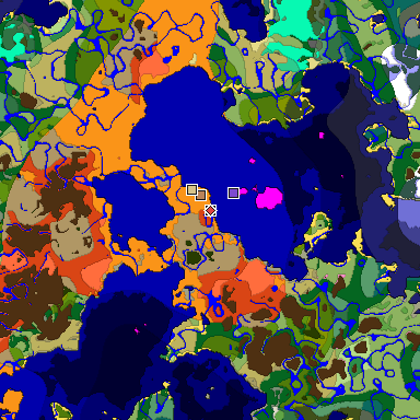 Predicted biome map of Java 1.20 seed 1524874177146065795 around estimated spawn