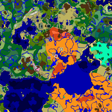 Predicted biome map of Java 1.20 seed 5443651696934899653 around estimated spawn