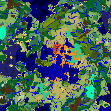 Predicted biome map of Java 1.20 seed -7360205199248693094 around estimated spawn