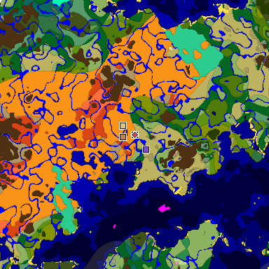 Predicted biome map of Java 1.20 seed 8535555787444212711 around estimated spawn