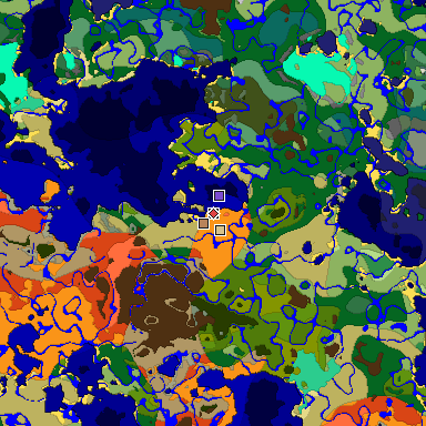 Predicted biome map of Java 1.20 seed -9062905311736718045 around estimated spawn