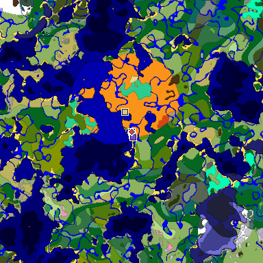 Predicted biome map of Java 1.20 seed 863219521114670358 around estimated spawn