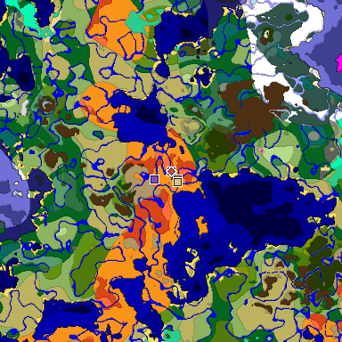 Predicted biome map of Java 1.20 seed 5518053190420172534 around estimated spawn