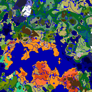 Predicted biome map of Java 1.20 seed 6276156547978003497 around estimated spawn