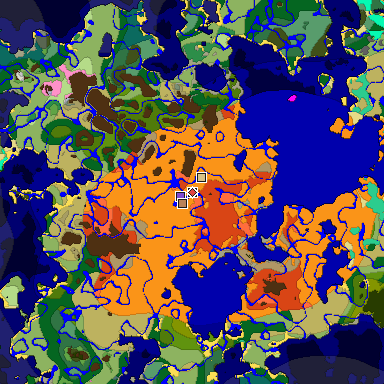 Predicted biome map of Java 1.20 seed -3145763350112867852 around estimated spawn