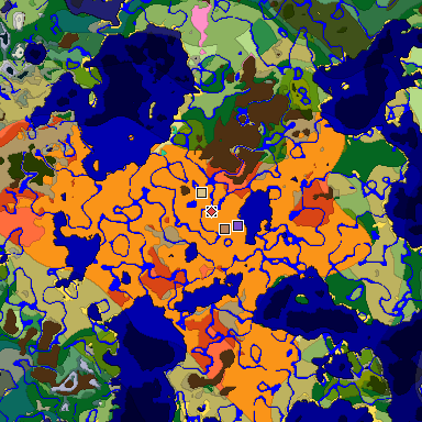 Predicted biome map of Java 1.20 seed -6632888107051498407 around estimated spawn